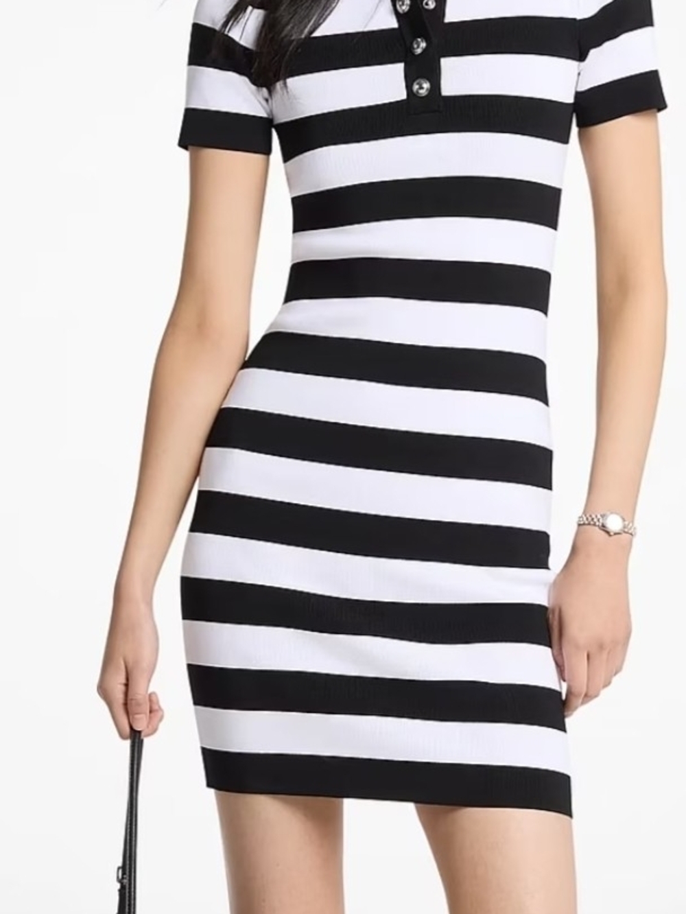NWT Michael Kors Striped Black and White Short Sleeve Knit Dress Size Small